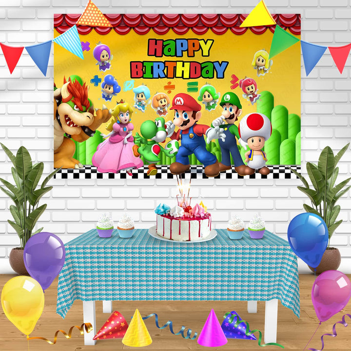 Mario Bros Luigi Bowser Princess Peach Yoshi Bowser Toad Bn Birthday Banner Personalized Party Backdrop Decoration