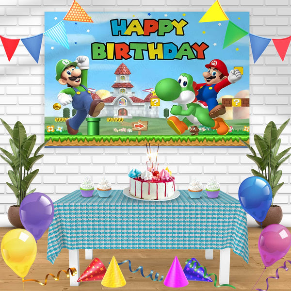 Mario Bros Luigi Castle Bn Birthday Banner Personalized Party Backdrop Decoration