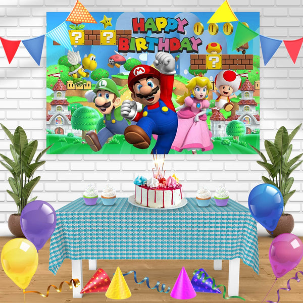 Mario Bros Luigi Princess Peach GB Bn Birthday Banner Personalized Party Backdrop Decoration