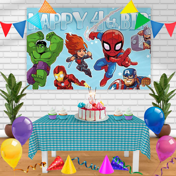 Marvel Super Hero Adventures Birthday Banner Personalized Party Backdrop Decoration