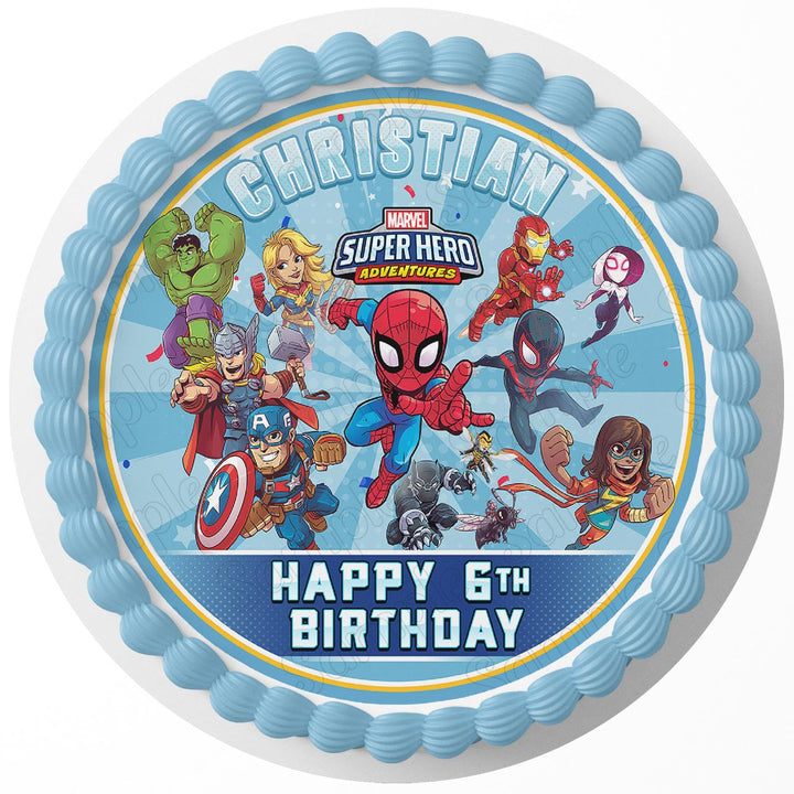 Marvel Super Hero Adventures Rd C2 Edible Cake Toppers Round