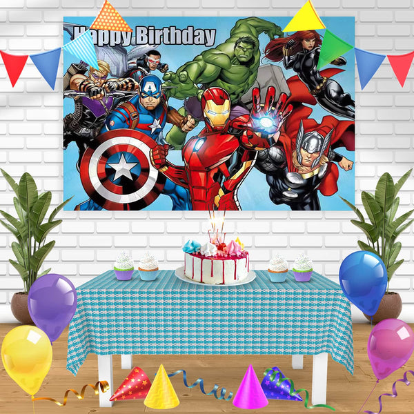 Marvel The Avengers Hulk Captain America Iron Man BB Bn Birthday Banner Personalized Party Backdrop Decoration