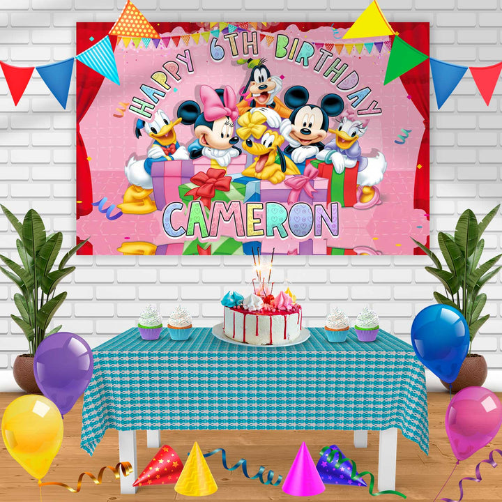 Mickey Mouse Disney Birthday Cake Topper Birthday Banner Personalized Party Backdrop Decoration