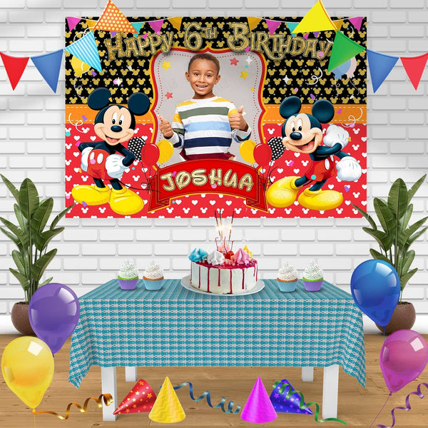 Mickey Mouse Disney Kids Frame Birthday Banner Personalized Party Backdrop Decoration