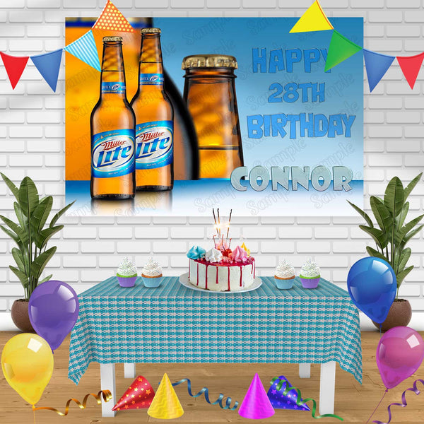 Miller Lite Birthday Banner Personalized Party Backdrop Decoration