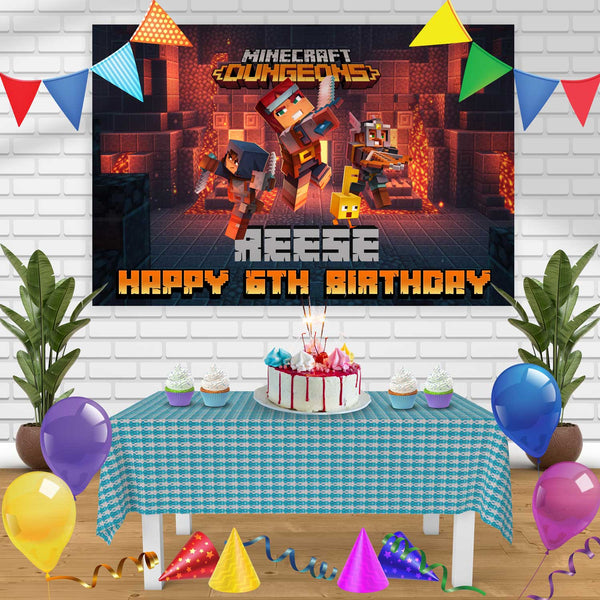 minecraft dungeons 2 Birthday Banner Personalized Party Backdrop Decoration