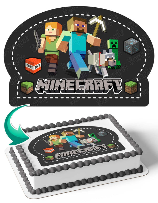 Minecraft Creeper TNT Alex Steve Cake Deco Edible Cake Toppers