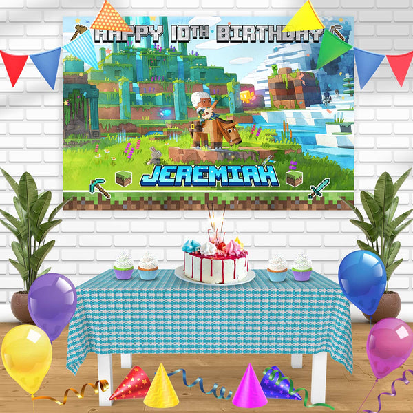Minecraft Legends TH Bn Birthday Banner Personalized Party Backdrop Decoration