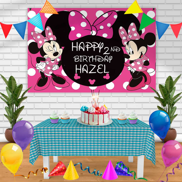 Minnie Kl Birthday Banner Personalized Party Backdrop Decoration