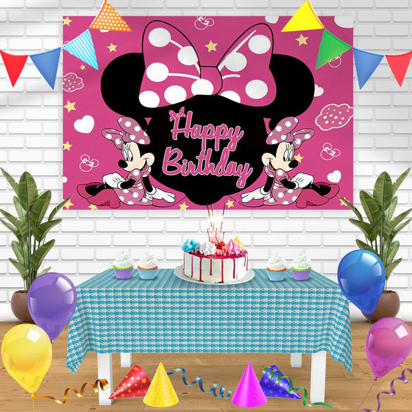 Minnie Mouse Black Face Silhouette Bn Birthday Banner Personalized Party Backdrop Decoration