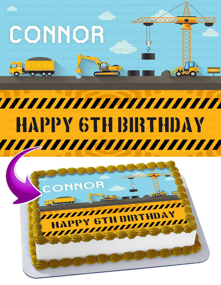 Construction Trucks Edible Cake Toppers