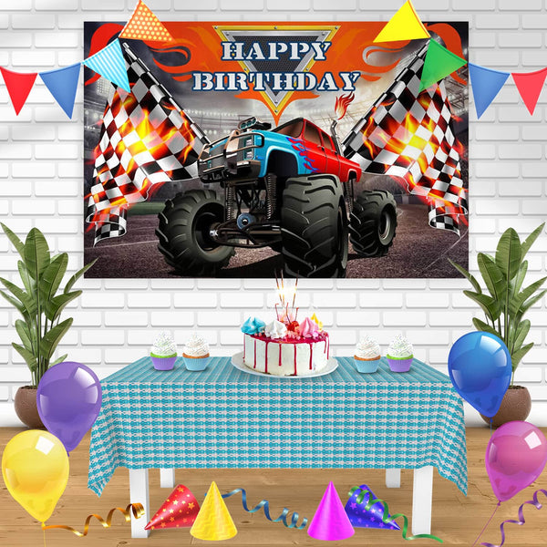 Monster Truck Monster Jam Bn Birthday Banner Personalized Party Backdrop Decoration