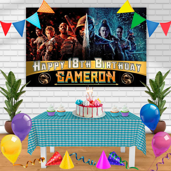 Mortal Kombat 2021 Birthday Banner Personalized Party Backdrop Decoration