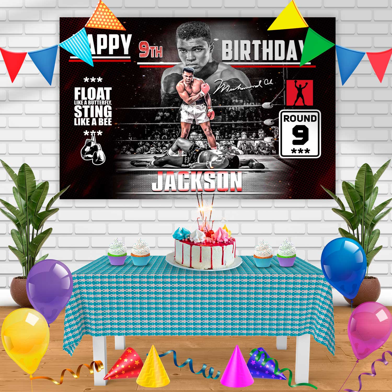 Ali Custom Muhammad Ali Birthday Banner Personalized Party Backdrop Decoration ...
