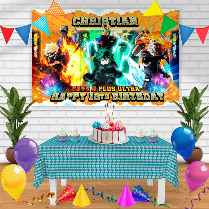 My Hero Academia World Heroes Mission 1 Birthday Banner Personalized Party Backdrop Decoration