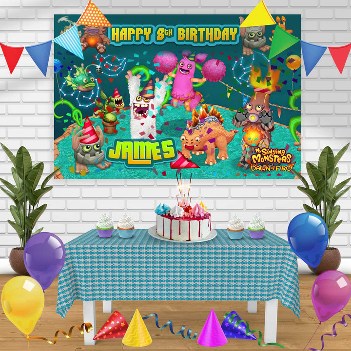 my singing monsters birthday decorations My Singing Monsters Dawn of Fire Birthday Banner Personalized Party Backdrop Decoration
