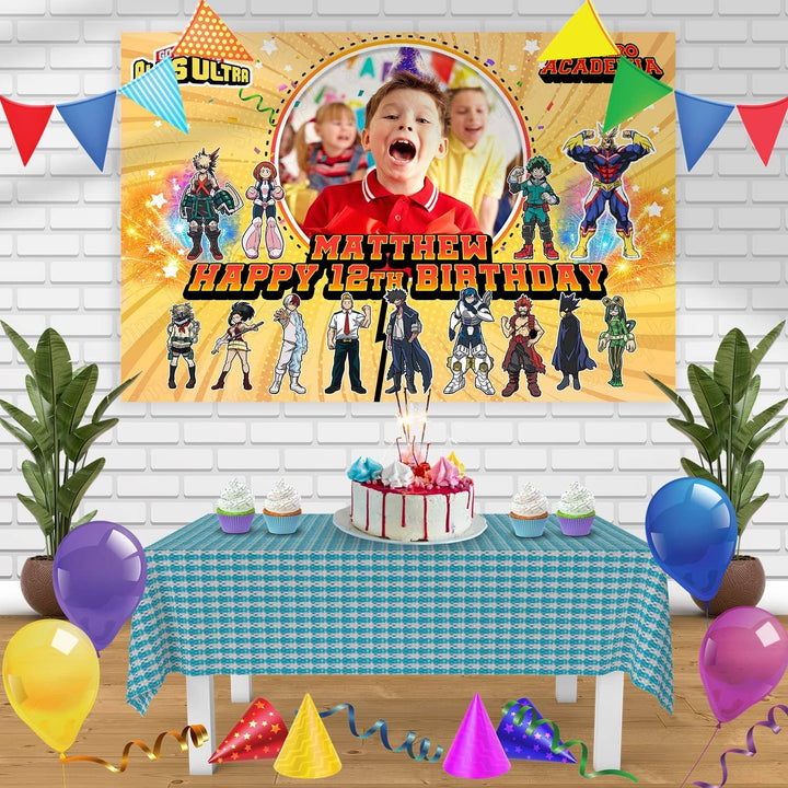 My Hero Academia Frame Boys Birthday Banner Personalized Party Backdrop Decoration