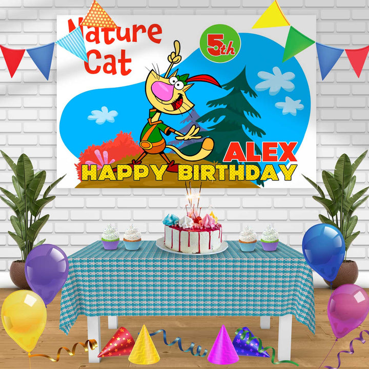 NATURE CAT Birthday Banner Personalized Party Backdrop Decoration