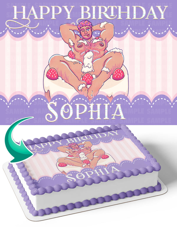 Naughty Birthday Girl Bachelorette Erotic Adult Sexy Funny Edible Cake Toppers