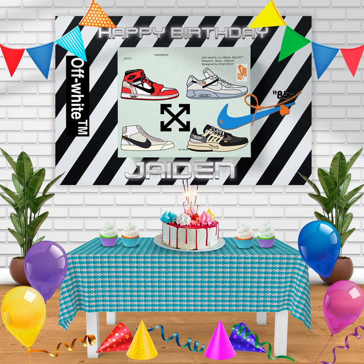 Nike Off White Jordan 1 Birthday Banner Personalized Party Backdrop Decoration