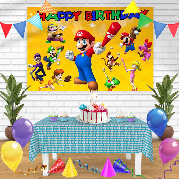 Nintendo Mario Bros YB Bn Birthday Banner Personalized Party Backdrop Decoration