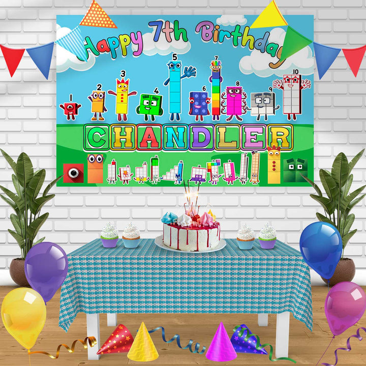 Numberblocks Birthday Banner Personalized Party Backdrop Decoration