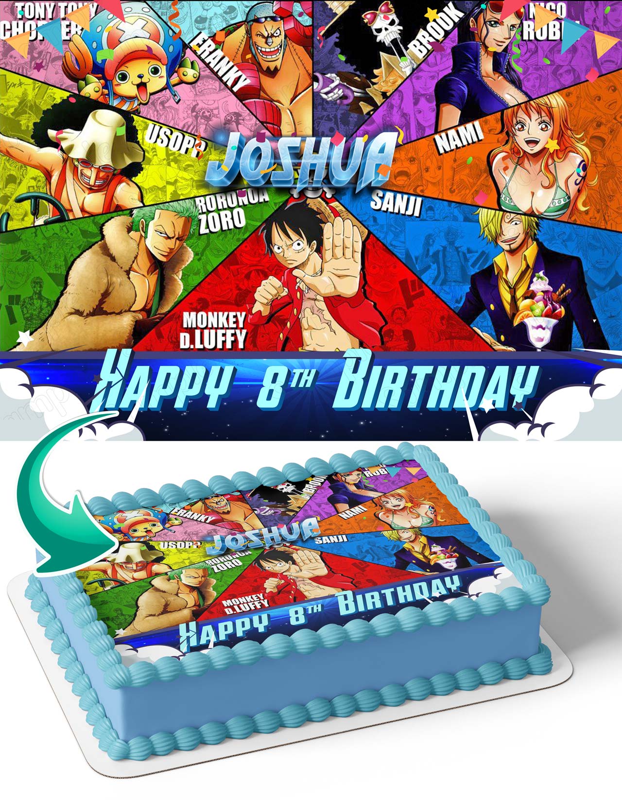 One Piece Luffy Zoro Nami Edible Cake Toppers – Edible Cake Topper Corp