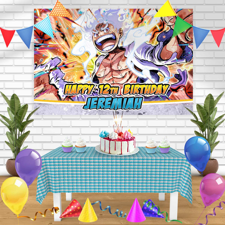 One Piece Monkey D Luffy Gear 5 Anime Bn Birthday Banner Personalized Party Backdrop Decoration