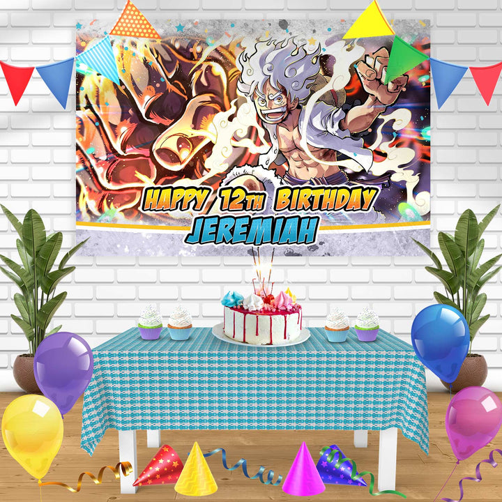 One Piece Monkey D Luffy Gear 5 Bn Birthday Banner Personalized Party Backdrop Decoration