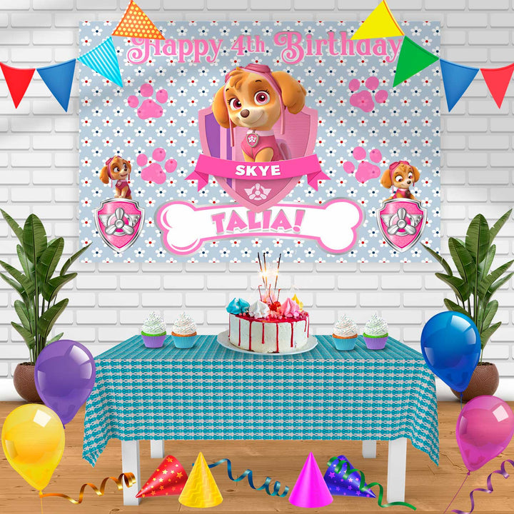 Paw Patrol Skye Birthday Banner Personalized Party Backdrop Decoration