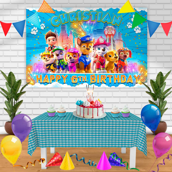 Paw Patrol K Birthday Banner Personalized Party Backdrop Decoration