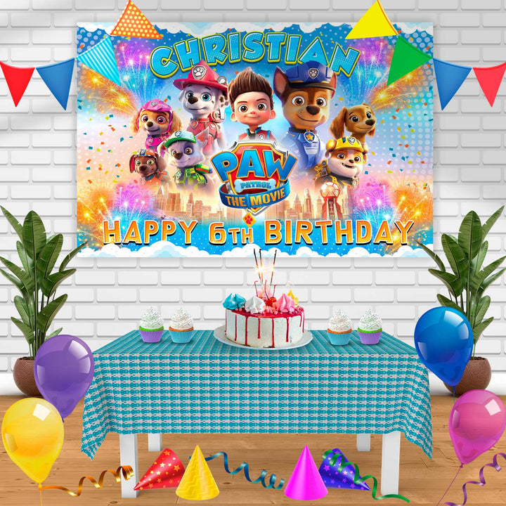 Paw Patrol P Birthday Banner Personalized Party Backdrop Decoration