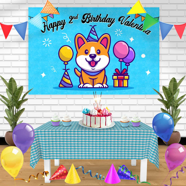 Pembroke Welsh Corgi Dog Birthday Birthday Banner Personalized Party Backdrop Decoration