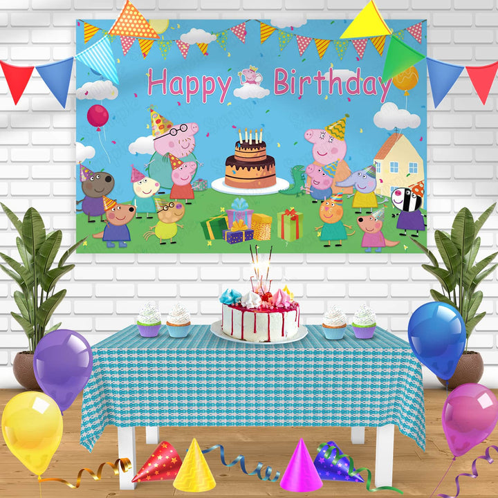 Peppa Pig BG Bn Birthday Banner Personalized Party Backdrop Decoration