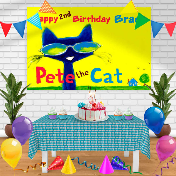 pete Birthday Banner Personalized Party Backdrop Decoration