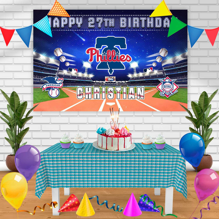 Philadelphia Phillies Birthday Banner Personalized Party Backdrop Decoration