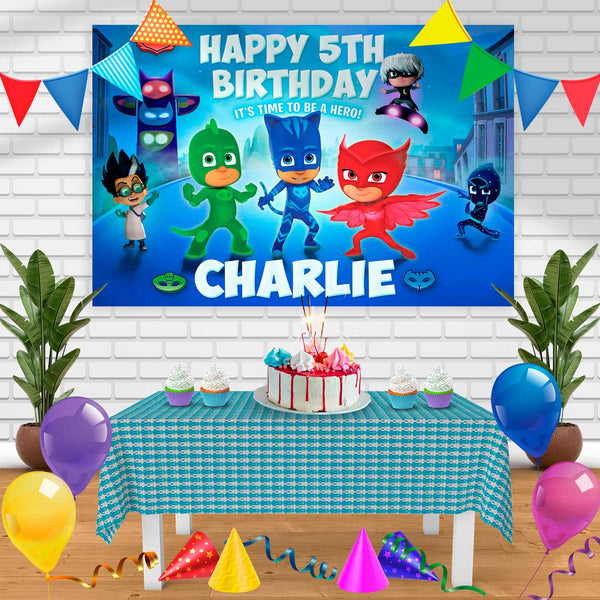 pj mask 2a Birthday Banner Personalized Party Backdrop Decoration