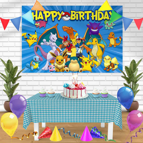 Pokemon Anime Cards BB Bn Birthday Banner Personalized Party Backdrop Decoration