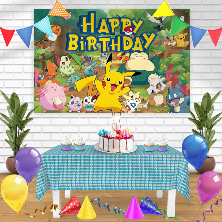 Pokemon Anime Cards GB Bn Birthday Banner Personalized Party Backdrop Decoration