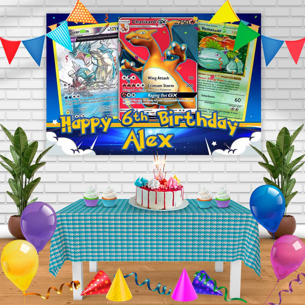 Pokemon Cards Birthday Banner Personalized Party Backdrop Decoration