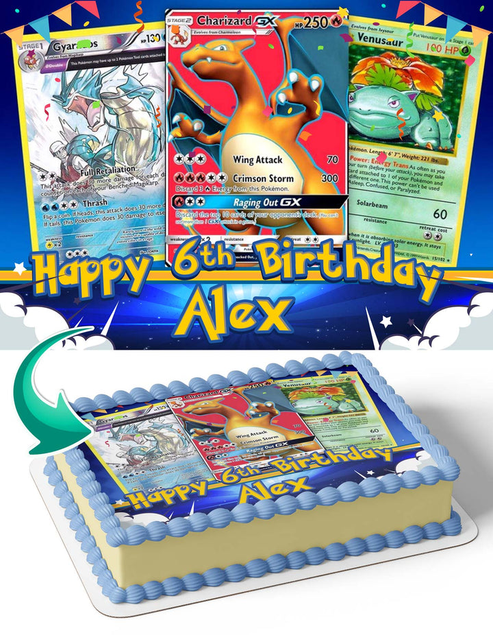 Pokemon Cards Edible Image Cake Topper Birthday Sheet Decoration Custom Pokemon Cards Edible Image Cake Topper Birthday Sheet Decoration Custom