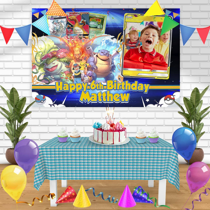 pokemon card decoration Pokemon Cards Frame Birthday Banner Personalized Party Backdrop Decora – Ediblecaketopper