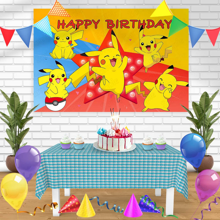 Pokemon PikachuYB Bn Birthday Banner Personalized Party Backdrop Decoration