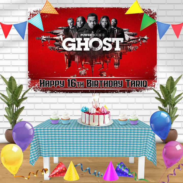 Power Book Ghost Tariq Bn Birthday Banner Personalized Party Backdrop Decoration