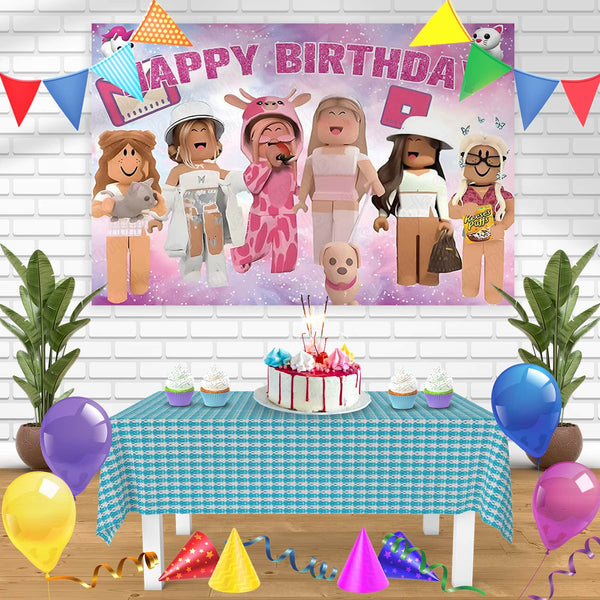 Roblox Girls PB Bn Birthday Banner Personalized Party Backdrop Decoration