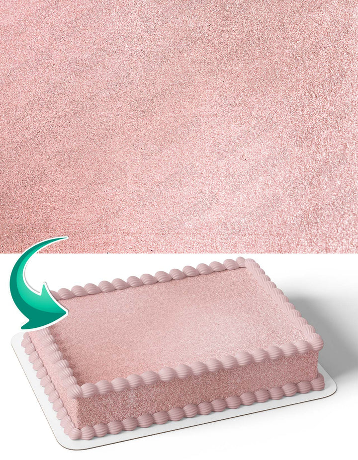 Rose Gold Glitter Cake Wrap Decor Edible Cake Toppers