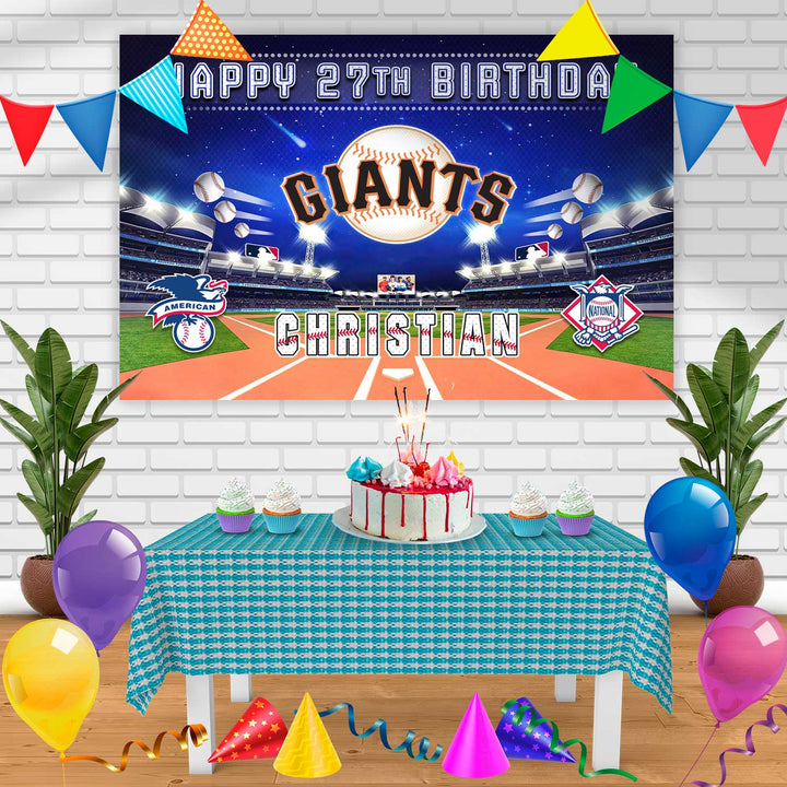 San Francisco Giants Birthday Banner Personalized Party Backdrop Decoration