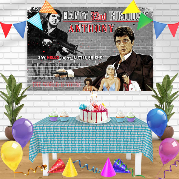 Scarface Tony Montana Al Pacino Bn Birthday Banner Personalized Party Backdrop Decoration