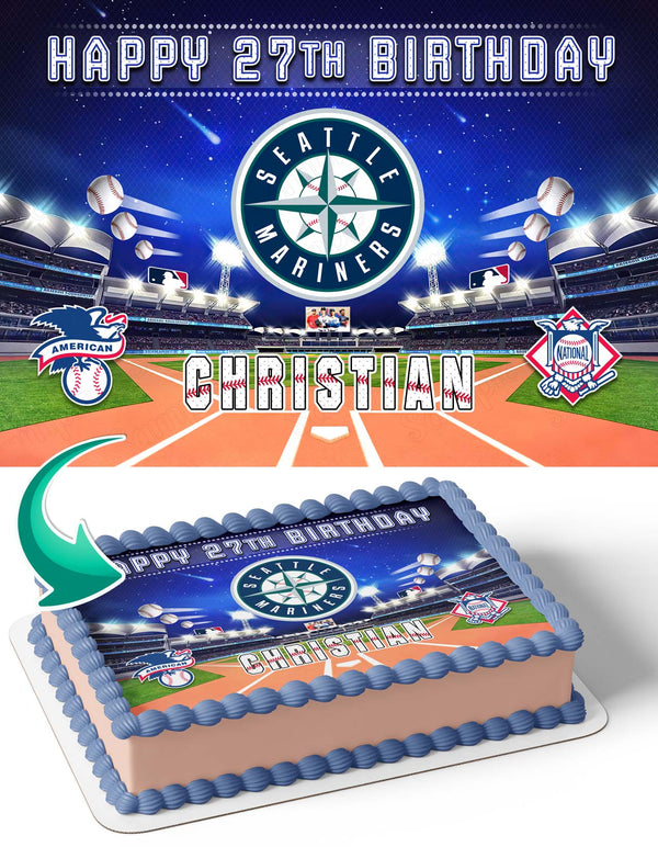 Seattle Mariners Baseball Edible Cake Toppers