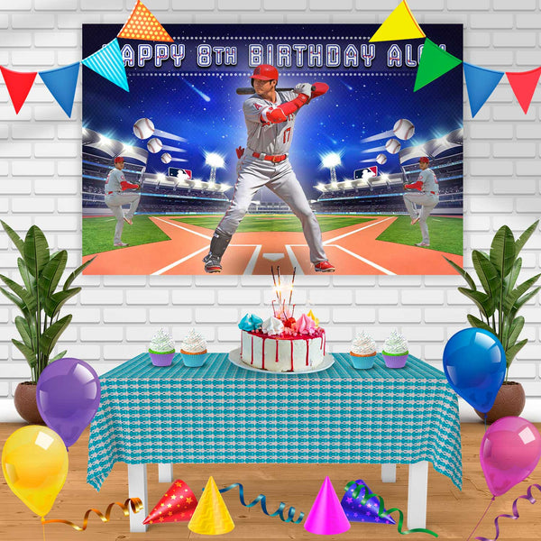 Shohei Ohtani Angels Baseball Birthday Banner Personalized Party Backdrop Decoration